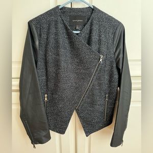 Banana Republic Asymmetrical Zip Front Wool Blend Mixed Media Jacket Blazer